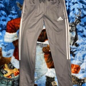 Adidas Gray Joggers with Iconic Three Stripes